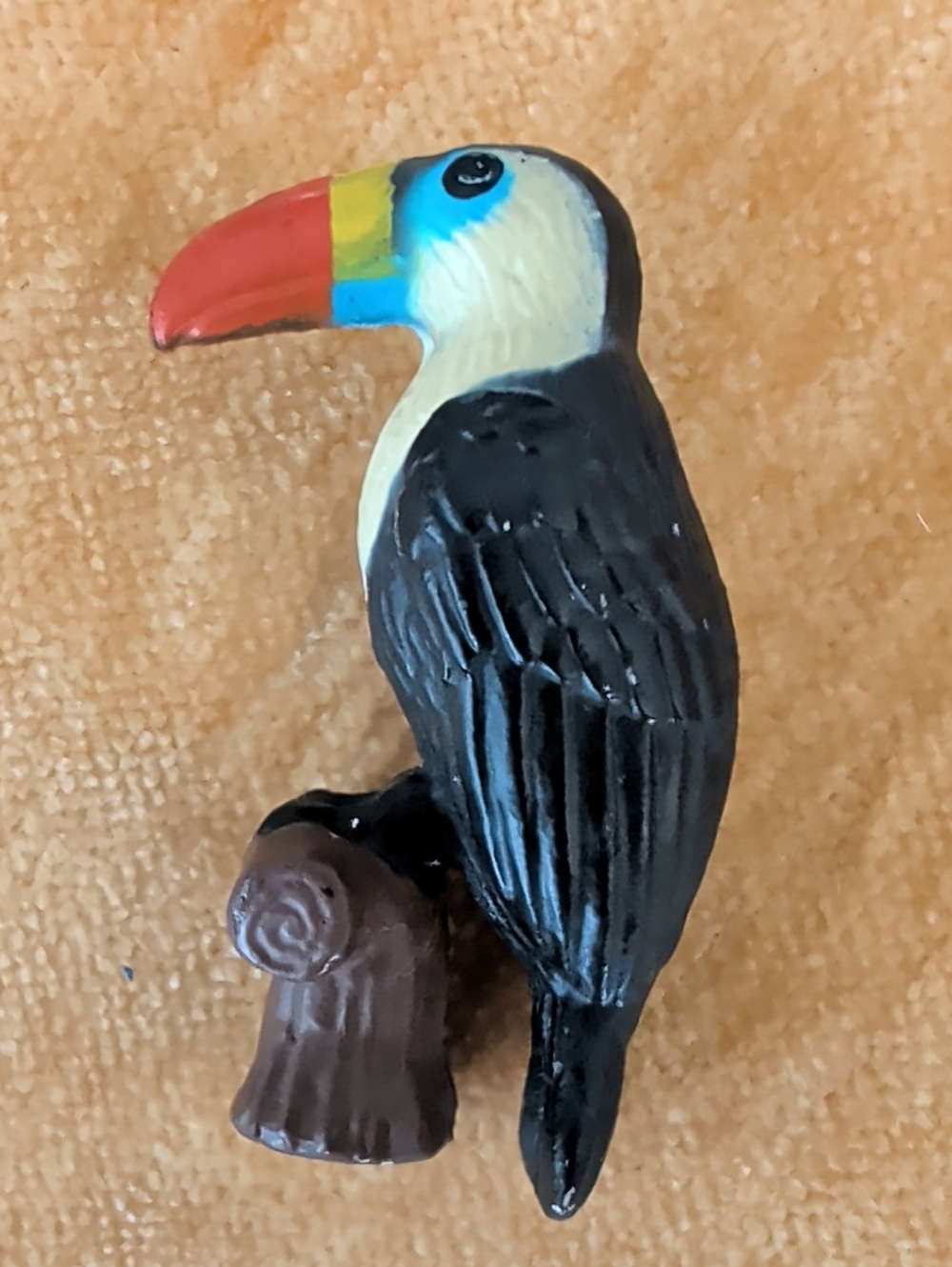 Black Toucan Bird Figurine with Colorful Beak - Decorative Pets Bird Accent Toy